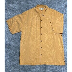Tommy Bahama 100% Silk Camp Shirt Men's M Orange Button Up Floral Tropical